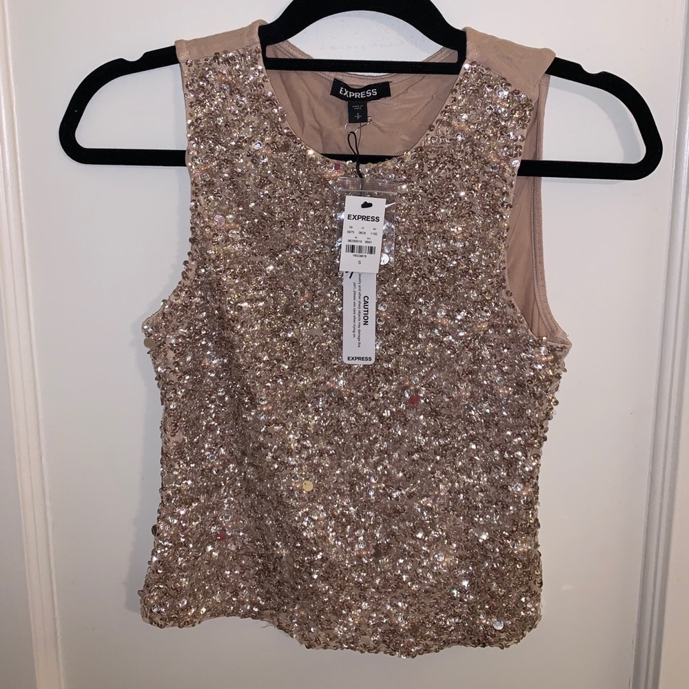 NWT Small Express Metallic Sequin Embellished Tank